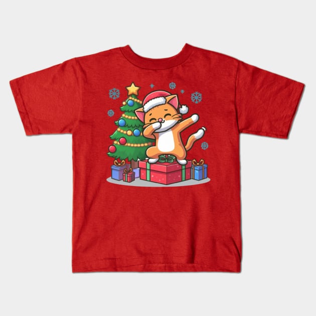 Kitty Dab Vibes: Cat in Christmas Sweater T-Shirt Kids T-Shirt by Imaginate